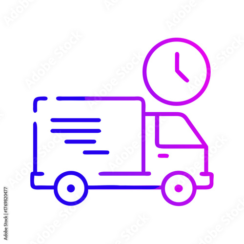 E-commerce icon depicting a delivery truck with a clock indicating timely delivery service