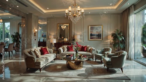 Elegant Living Room Design With Luxurious Decor and Natural Light in a Modern Home Setting