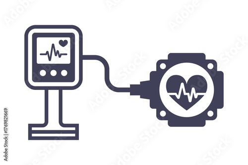 Medical equipment for heart support. Flat illustration.
