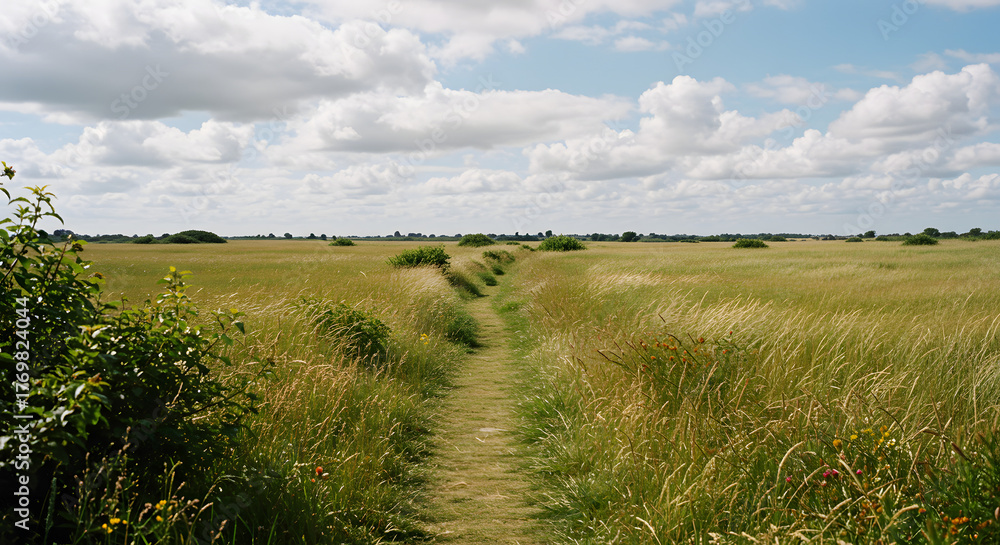 Fototapeta premium The Whispering Path Through Golden Fields