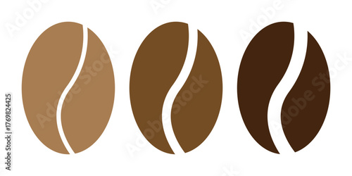 Coffee Bean Vector Icon Set. Minimalist Brown Design