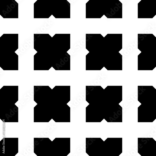 Seamless surface pattern design with Moroccan crosses tiles ornament. Oriental traditional ornamentation with repeated geometric shapes. Ancient mosaic wallpaper. Tile motif. Digital paper for print.