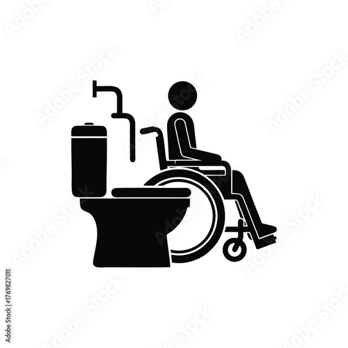 ​Wheelchair User Accessible Toilet Icon Silhouette