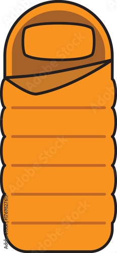 Camping bed roll sleeping mat Orange icon.