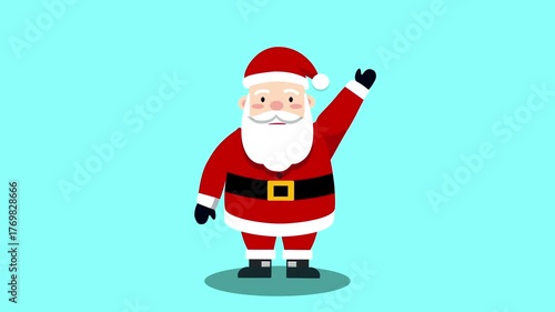 A delightful animation featuring Santa Claus smiling warmly as he waves. Set against a festive backdrop, this cheerful scene captures the joy of the holiday season, spreading happiness and holiday spi