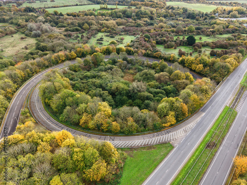 Roundabout in Basingstoke town centre in Autumn