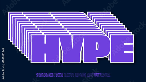 3D purple hype text with layered perspective and shadow effect on dark background vector design