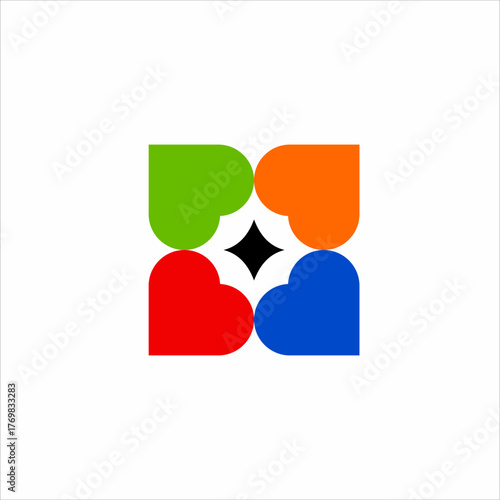 Abstract window logo design with heart elements.