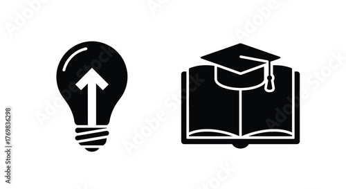 Education and innovation concept with a lightbulb and graduation cap