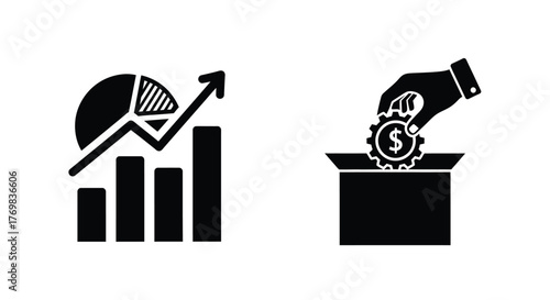 Financial growth and investment concepts represented with simple graphic icons