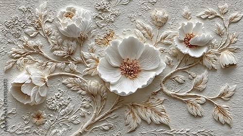 3d white flower decor high resolution picture