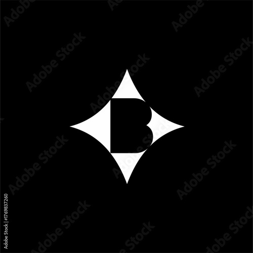 Star logo design with letter B spear head.