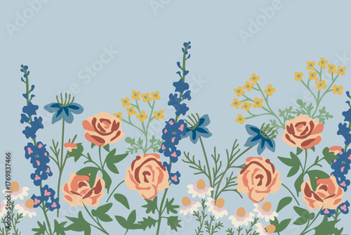 Decorative pollinator garden vector background