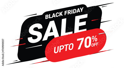 Black friday sale banner with upto 70 off