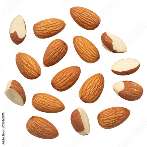 Wallpaper Mural Almonds Isolated on Transparent Background CloseUp of Whole and Halved Nuts on Black Torontodigital.ca