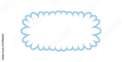 Groovy retro rectangle border with scallop edge and cartoon outline. Playful bubble frame as abstract background, with y2k style line and unique shape for trendy modern graphic uses.