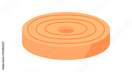 Flat style minimal barbell weight disc icon. Round equipment for gym and sport training. Essential tool for strength exercise, weightlifting, and fitness workout activities, colorful simple design,