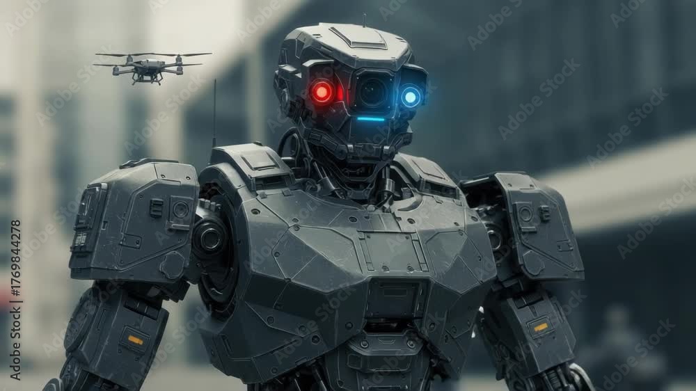 Futuristic robot drone composite image