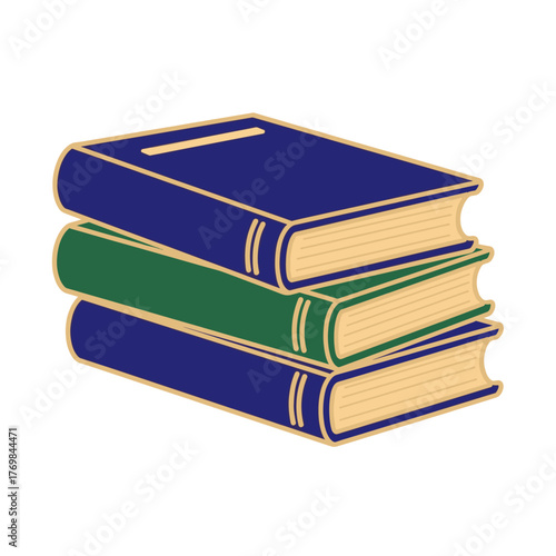 Gilded Stack of Books, Enamel Winter Storytelling