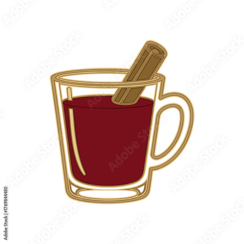 Gilded Mulled Wine Glass, Enamel Winter Drink