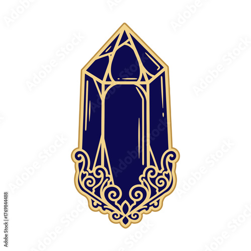  Gilded Divination Crystal, Enamel Scrying Tool