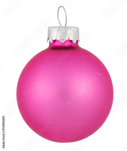 Pink Christmas ball isolated on transparent background