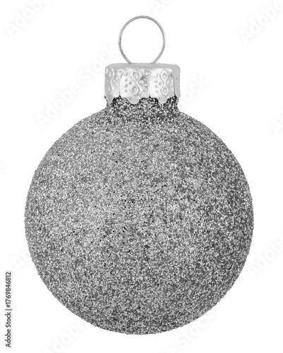 Silver Christmas ball isolated on transparent background