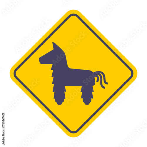 Black pinata birthday icon. A Latin American tradition. Flat illustration.