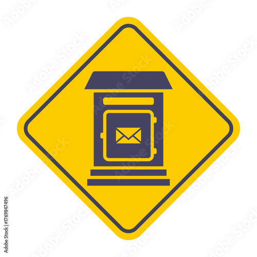 Black mailbox icon. Flat illustration.