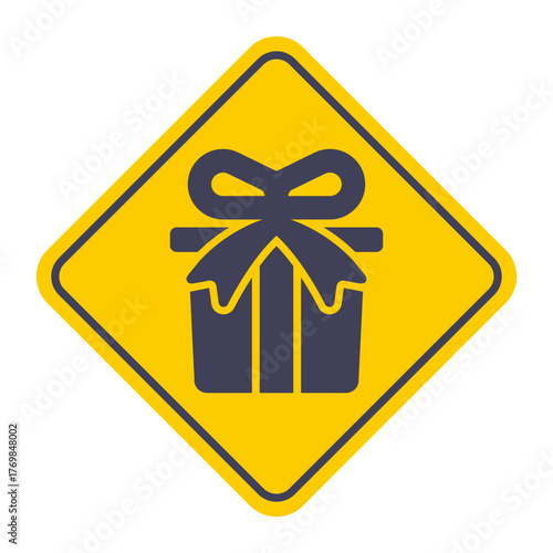 Black gift box packaging icon. Flat illustration.