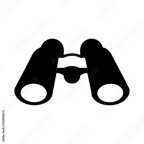 Simple black and white illustration of a pair of binoculars device tool