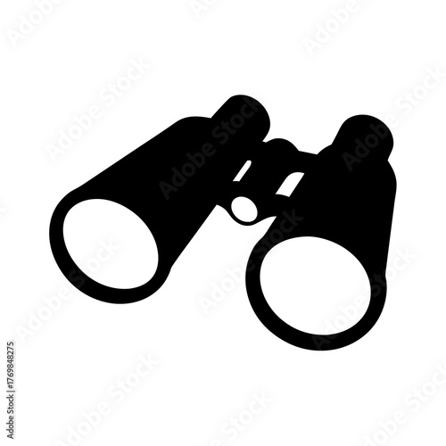 Monochrome binoculars illustration on a white background for optical viewing assistance