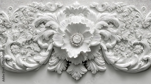 Decorative flower plaster relief design high resolution picture