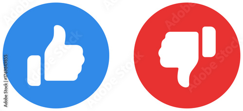 Dislike and like icon button. Thumbs up and thumb down icons in circle buttons shapes , Social media notification icons. emoji post reactions set. Vector illustration