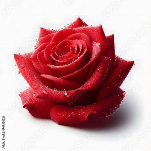 Close-Up Red Rose with Water Droplets – Vivid Floral Macro for Romantic, Botanical, and Luxury Design Themes