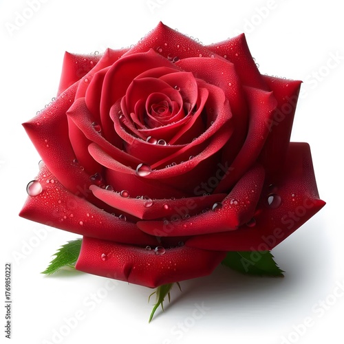 Close-Up Red Rose with Water Droplets – Vivid Floral Macro for Romantic, Botanical, and Luxury Design Themes