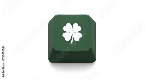 Green keyboard key with four-leaf clover symbol for St. Patrick's Day