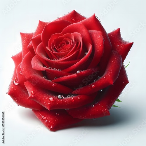 Close-Up Red Rose with Water Droplets – Vivid Floral Macro for Romantic, Botanical, and Luxury Design Themes