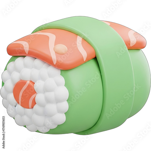 Delicious sushi roll with salmon and seaweed a culinary delight.