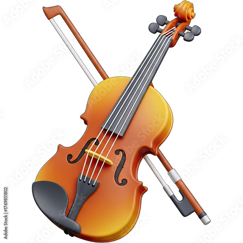 Detailed image of a classic violin with its bow resting on it.