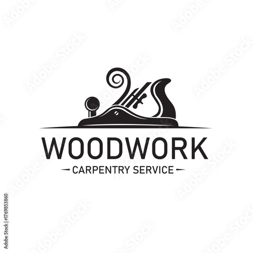 black woodworking carpentry emblem isolated on white background