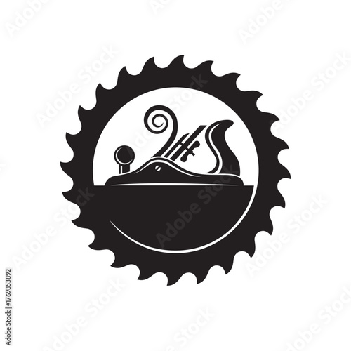 black woodworking carpentry emblem isolated on white background