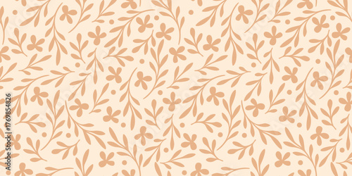 Vector seamless pattern with soft pastel pink flowers on light background