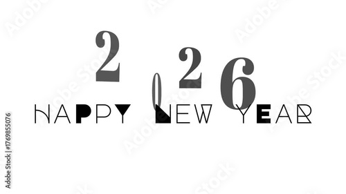 2026 happy new year text message elegant and fun looping animation