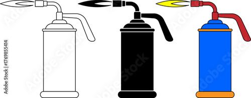 side view Blowtorch or Blowlamp icon set
