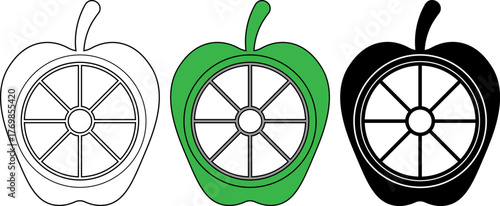 apple cutter, with a corer and slicer icon set