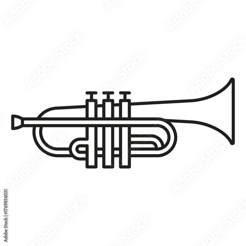 Trumpet line line icon. Brass instrument, classical and jazz music. Editable stroke, thin line line icon. Linear illustration.