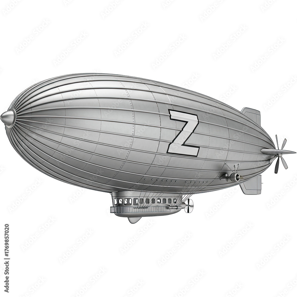 Fototapeta premium Silver Airship with the Letter Z A Detailed Illustration.