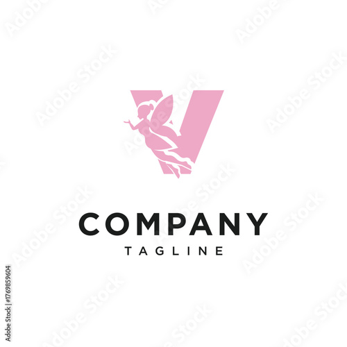 Letter V Magic Fairy Logo Icon Vector