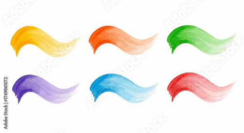 Colorful watercolor paint strokes in vibrant hues for design  